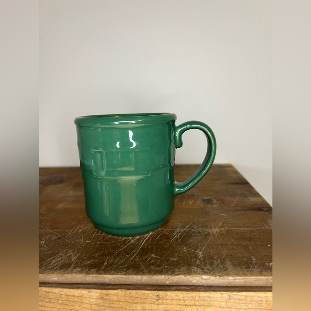 Longaberger Pottery Christmas Green Woven Traditions Mug in Ivy Green